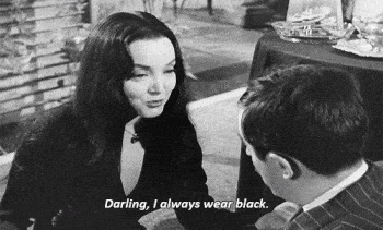 Morticia wears black